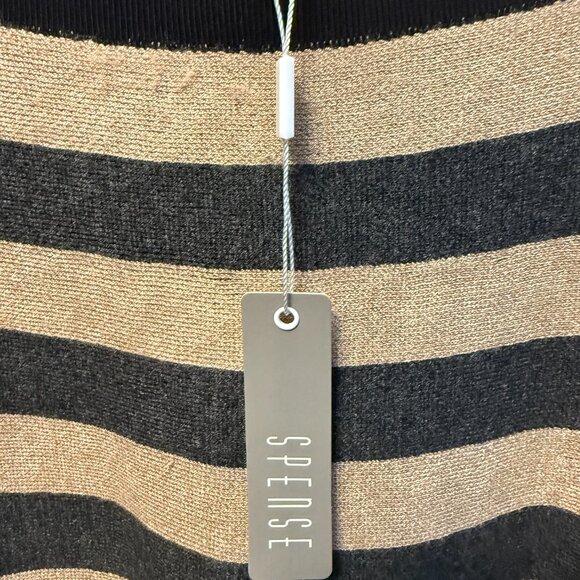 SPENSE Black, Gray, and Camel Below the Knee Pull-on Striped Skirt Large NWT - Picture 5 of 6